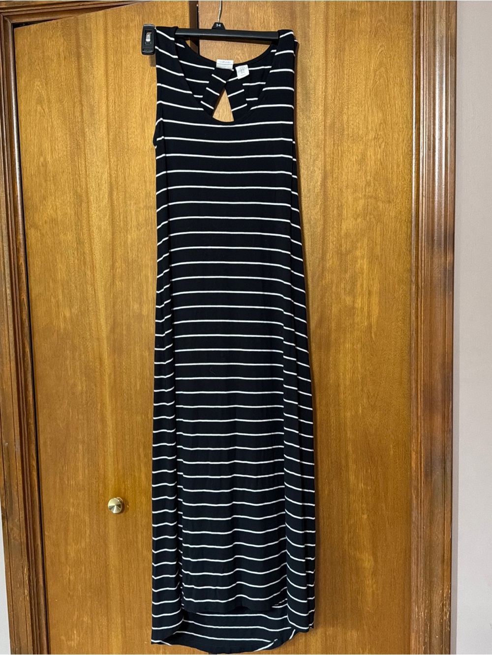 C&C California Black and White Striped Maxi Dress